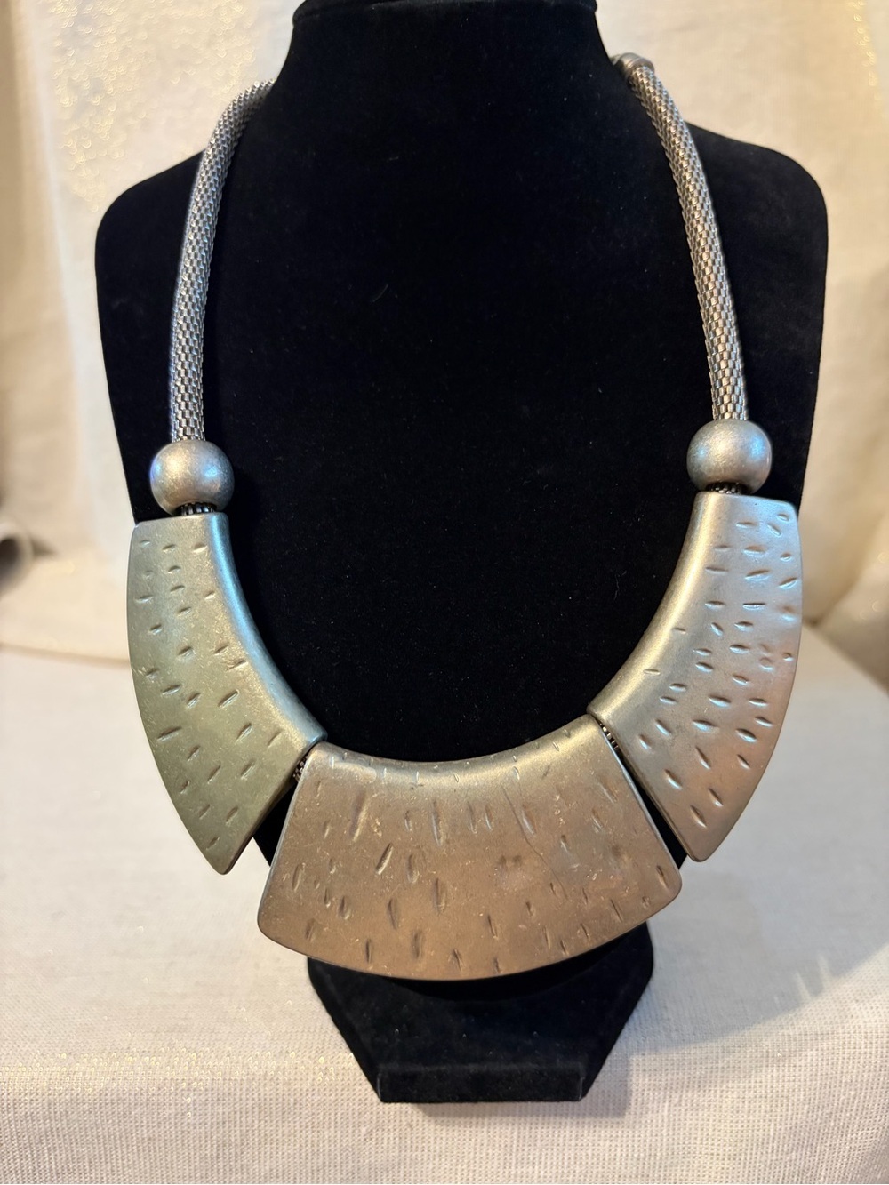 Chanour Statement Silver-Tone Geometric Collar Necklace